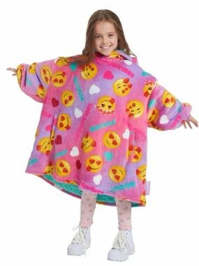 Kids Emoji Plush Wearable Blanket Hoodie - Pink